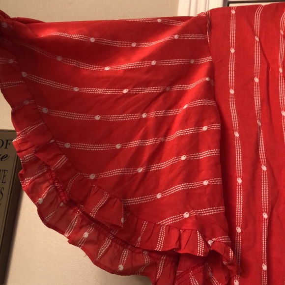 Maeve Anthropologie poppy red short flutter sleeve blouse- NWOT Sz M - Picture 5 of 7